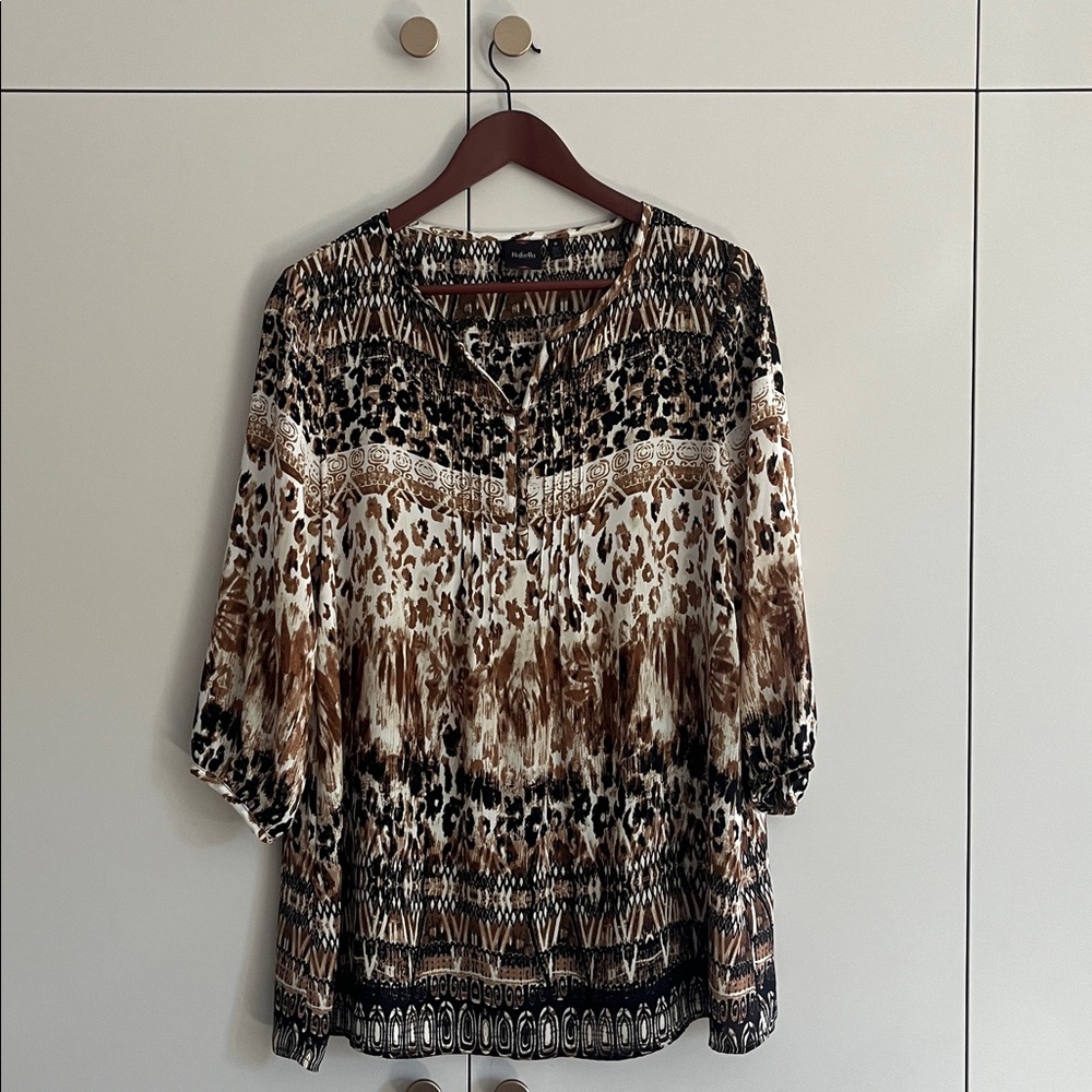 Rafaella Brown and Black Patterned Top - M